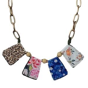 Cottage Core Floral Necklace Animal Print Plunder Evelina Josie Chunky Chain